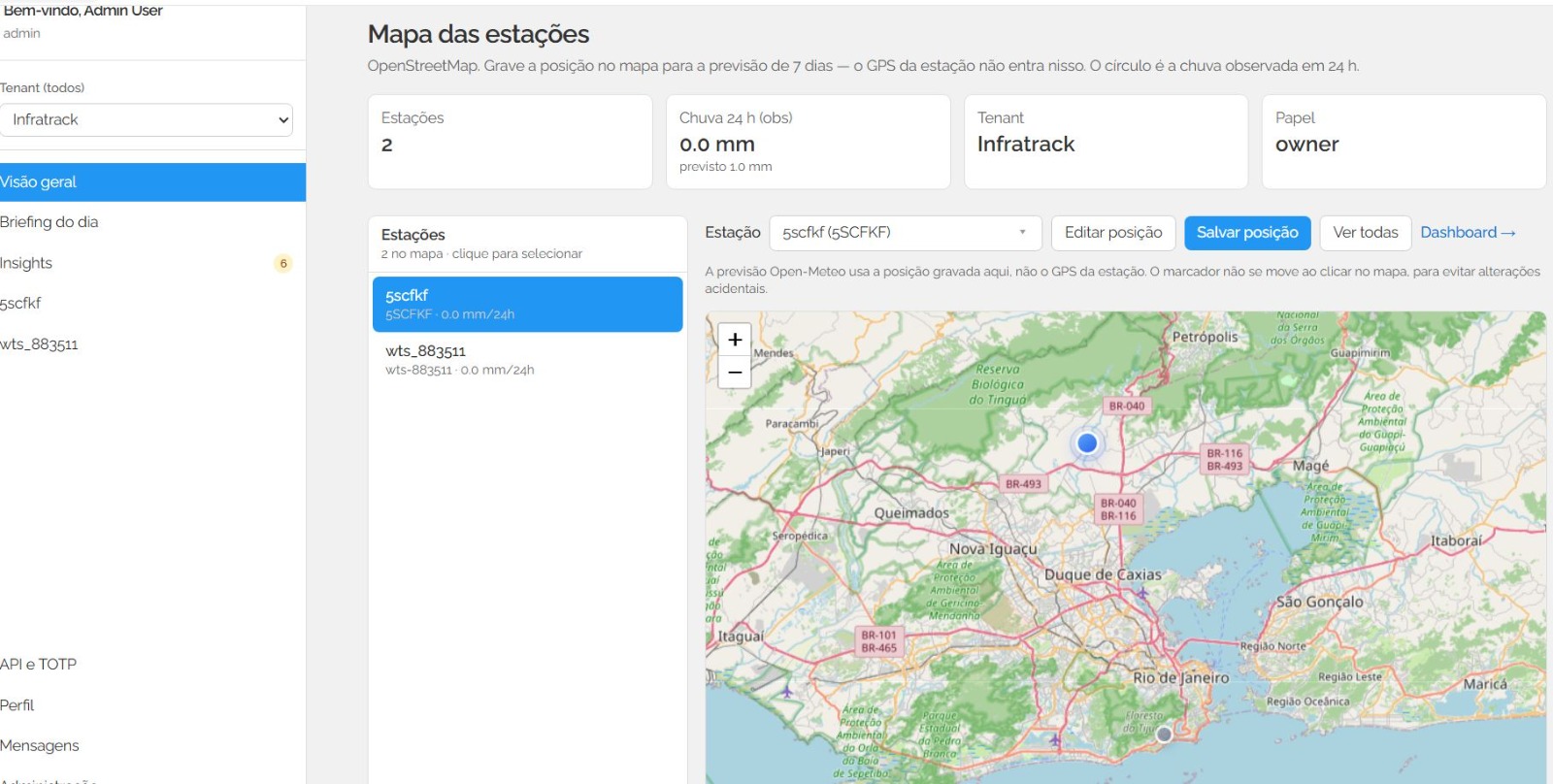 Mapa das estações